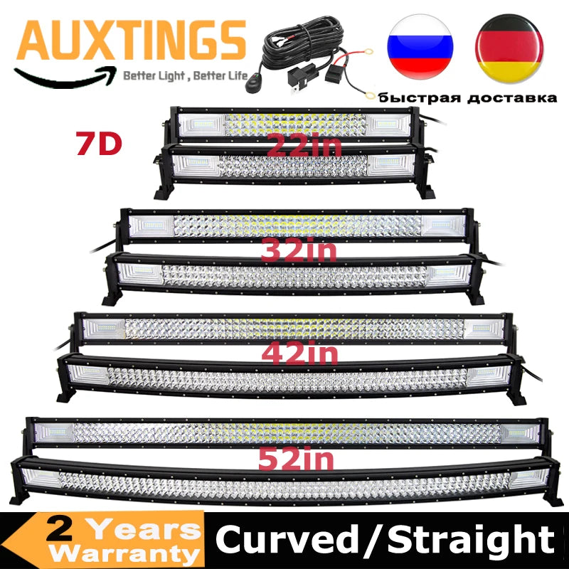 Curved/Straight 22 32 42 52inch 675W 540W Led Light Bar Driving Lights