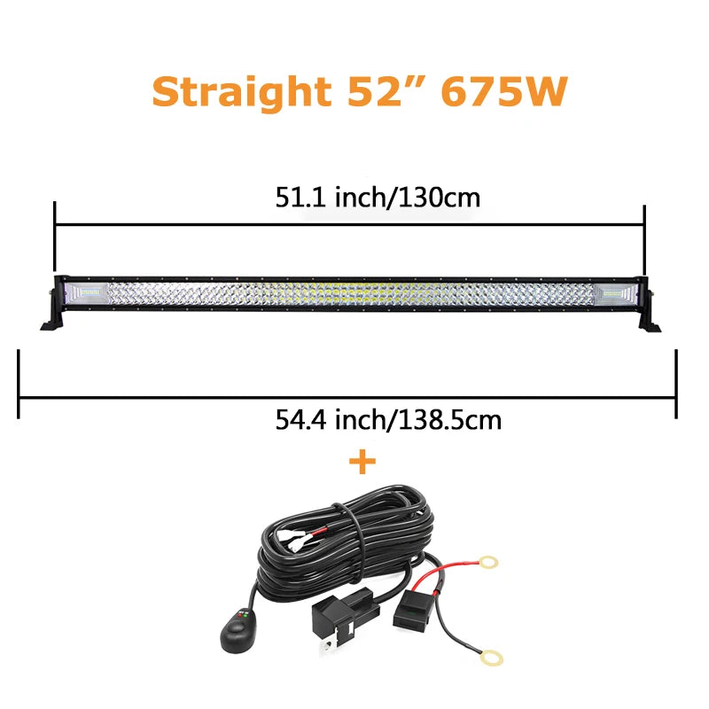 Curved/Straight 22 32 42 52inch 675W 540W Led Light Bar Driving Lights