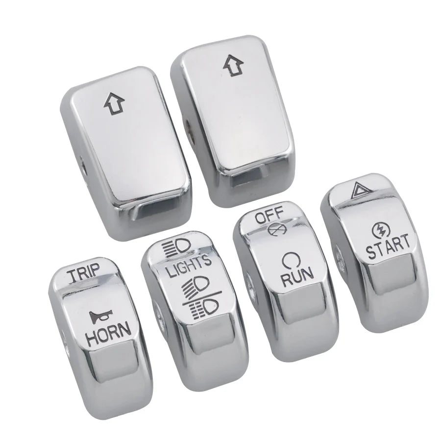 Motorcycle Handlebar Control Switch Housings Chrome Switch Caps Kit Parts For Harley