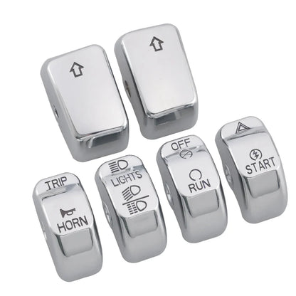 Motorcycle Handlebar Control Switch Housings Chrome Switch Caps Kit Parts For Harley