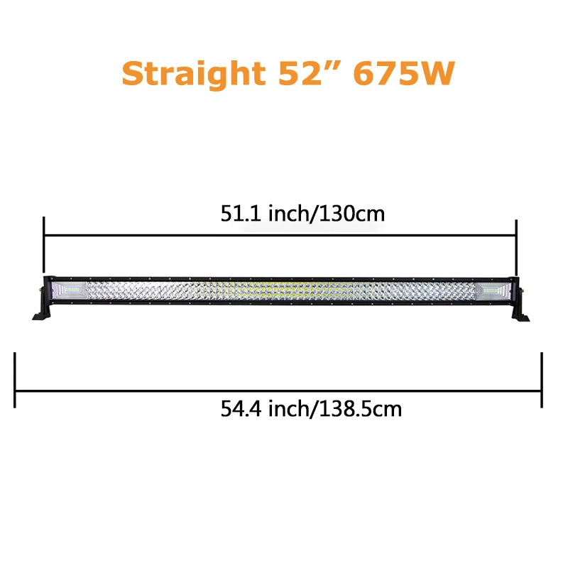 Curved/Straight 22 32 42 52inch 675W 540W Led Light Bar Driving Lights