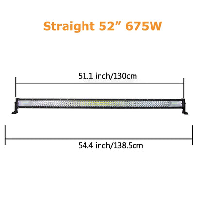 Curved/Straight 22 32 42 52inch 675W 540W Led Light Bar Driving Lights