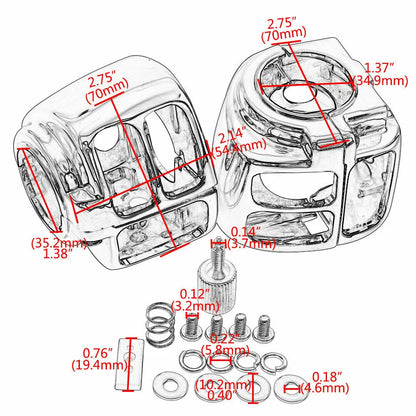 Motorcycle Handlebar Control Switch Housings Chrome Switch Caps Kit Parts For Harley