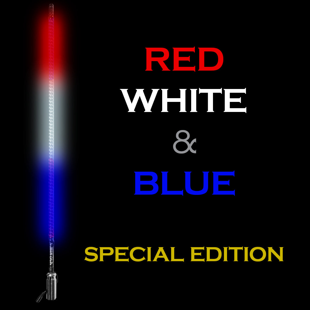 Hyper Color LED Whip – Red White Blue