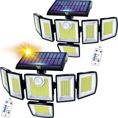 250W Solar Lights Outdoor Waterproof Flood Security Motion Sensor - 496 LEDs 3000 Lumens 360° Illumination- 2Pack