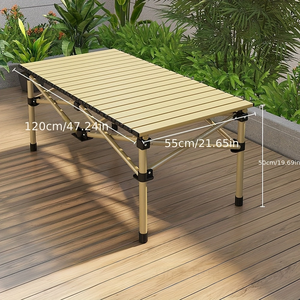Portable Folding Camping Table for 4-6 People Adjustable Height Picnic BBQ Table