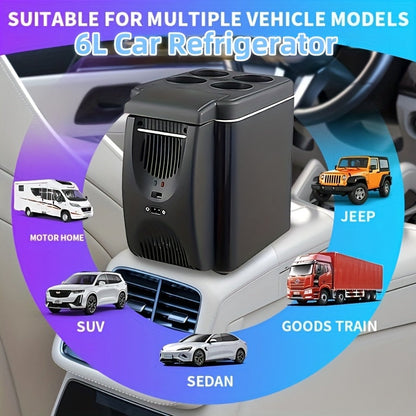 6L Portable Car Refrigerator Cooler & Warmer Mini Fridge Home Car Cup Holder