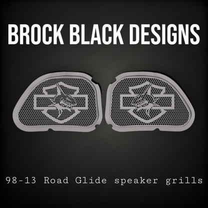 98-2024+ Road Glide 3D shark speakers grill covers set