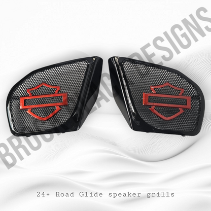 98 to 2024+ Road Glide 3D shield speakers grill covers set