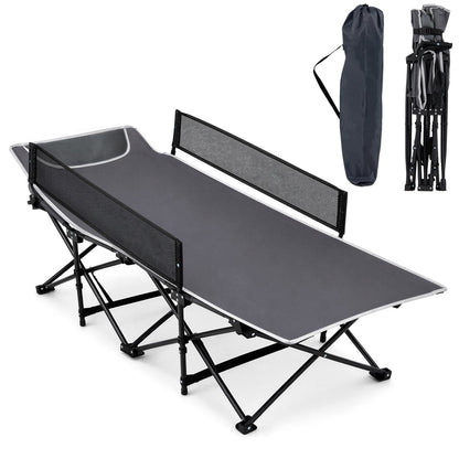 Portable Folding Camping Cot with Guardrail - 330 lbs Capacity