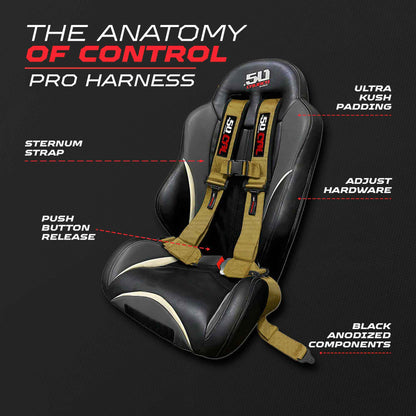 Pro Series 2" & 3" 4 point Harness with push button release