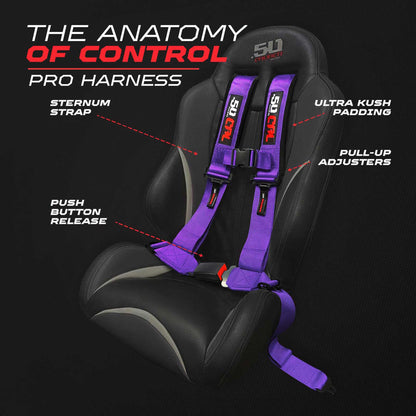 Pro Series 2" & 3" 4 point Harness with push button release