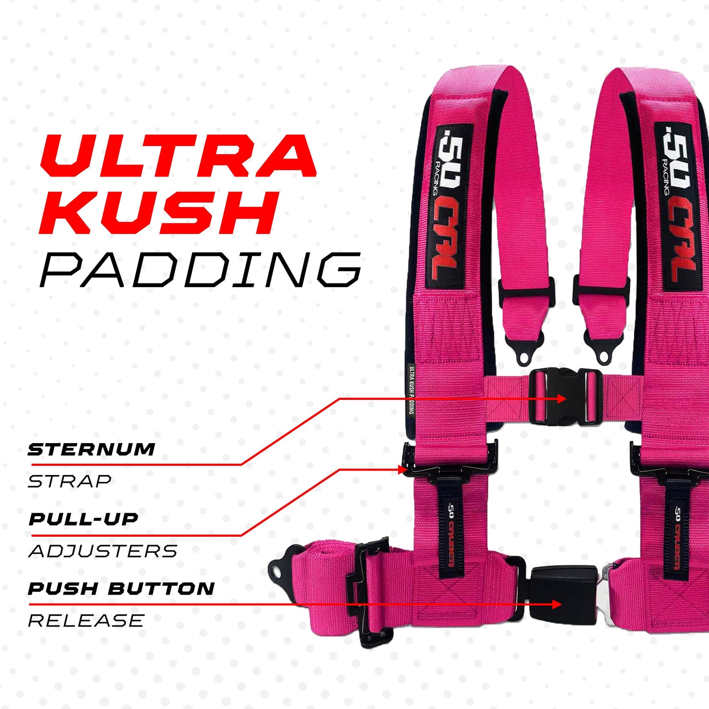 Pro Series 2" & 3" 4 point Harness with push button release