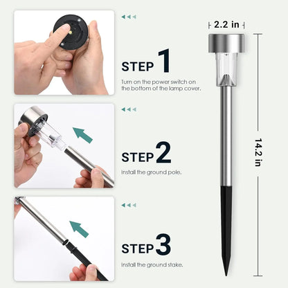 5pcs   Lawn Light Solar Ground Plug Light Stainless Steel Small Tube Light Outdoor Landscape Lighting For Backyard Patio