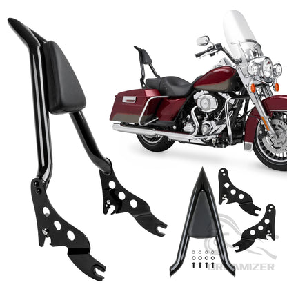 Motorcycle 22'' Black Detachable Backrest For Harley Touring Electra Street Glide FLHR 09-2023