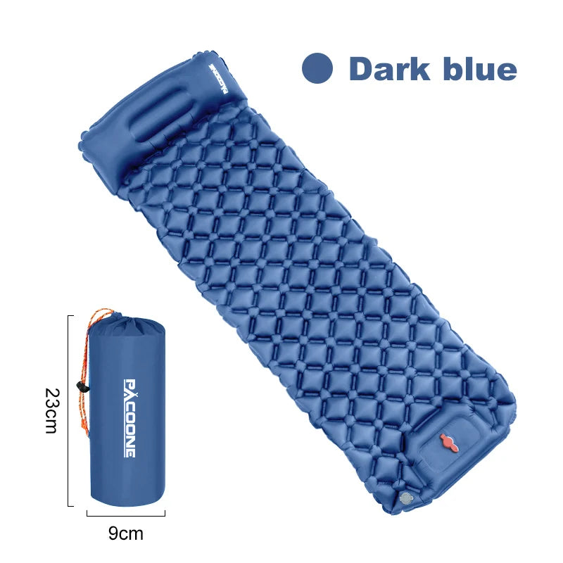 Outdoor Sleeping Pad Camping Inflatable Mattress Built-in Pump  With Headrest