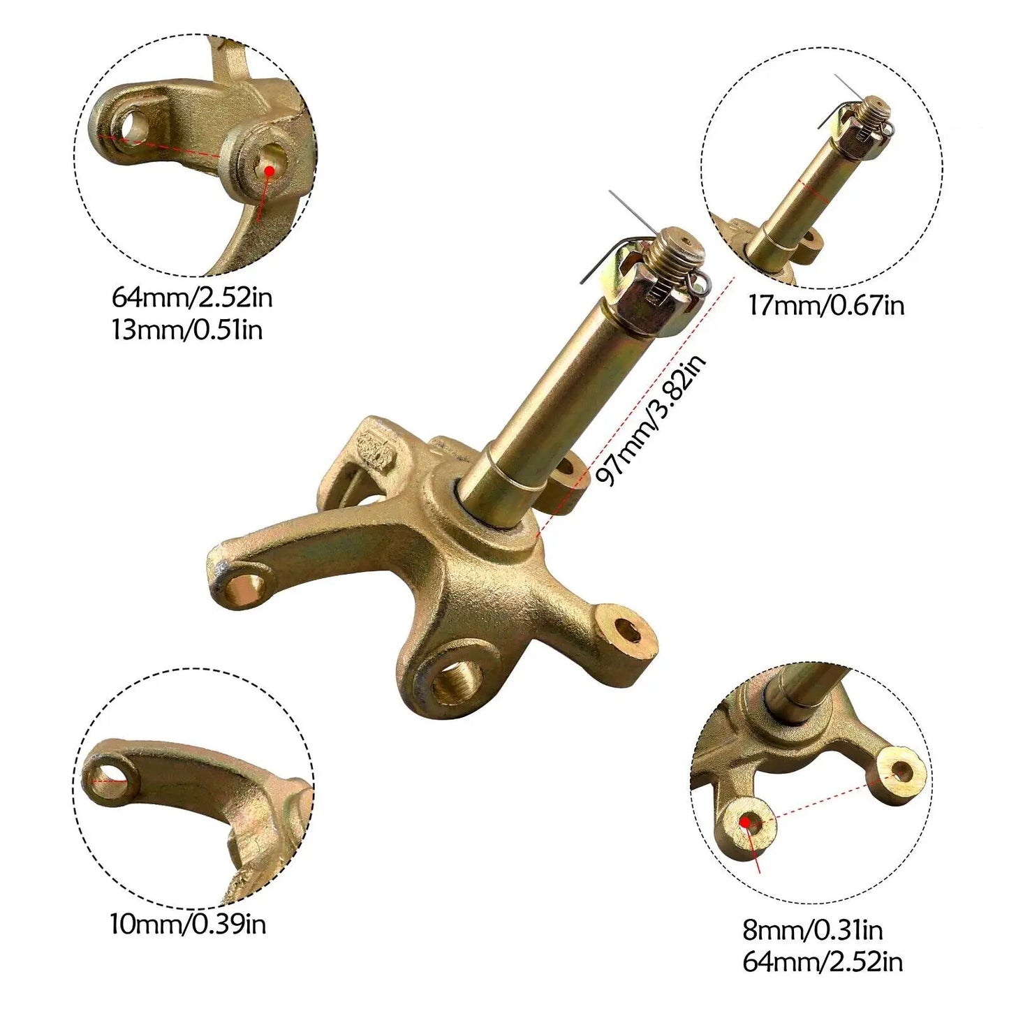 TDPRO 4 Stud Front Wheel Hub Steering Spindle Tie Rod End Brake For ATV Go Kart Quad