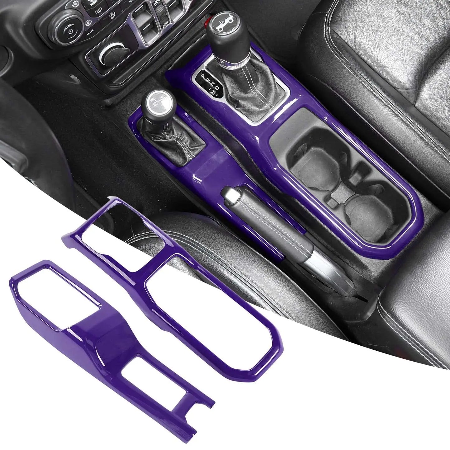 Red Glossy Center Console Trim Kit For Gear Shift And Cup Holder Area Compatible With Jeep JL JLU Gladiator JT 2018–2024