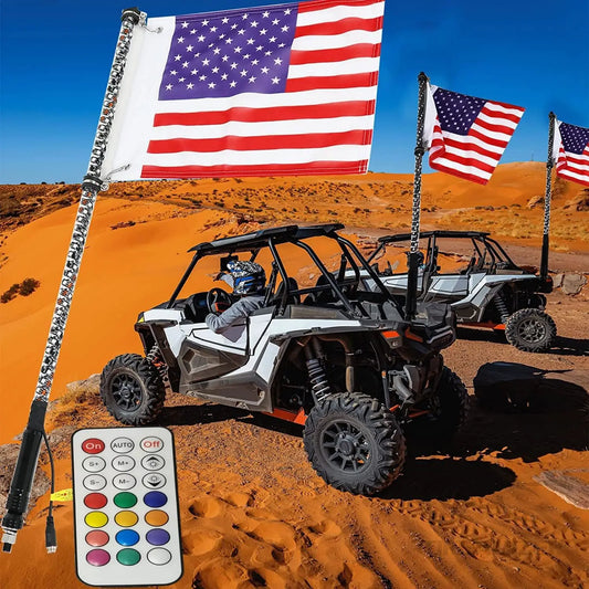3FT LED Whip Light With App Remote Control Spiral  Whip Light for UTV ATV  Offroad Truck