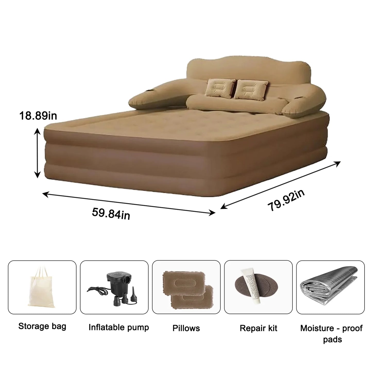 2 Person Built-In Pump Camping Mattress PVC Automatic Inflatable