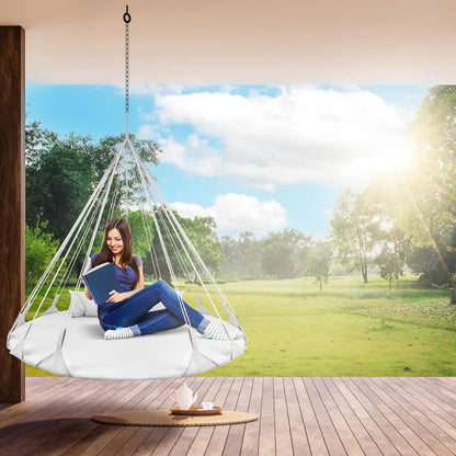 56" Cotton Hanging Swing Chair with Pillow - Indoor/Outdoor-Easy Setup