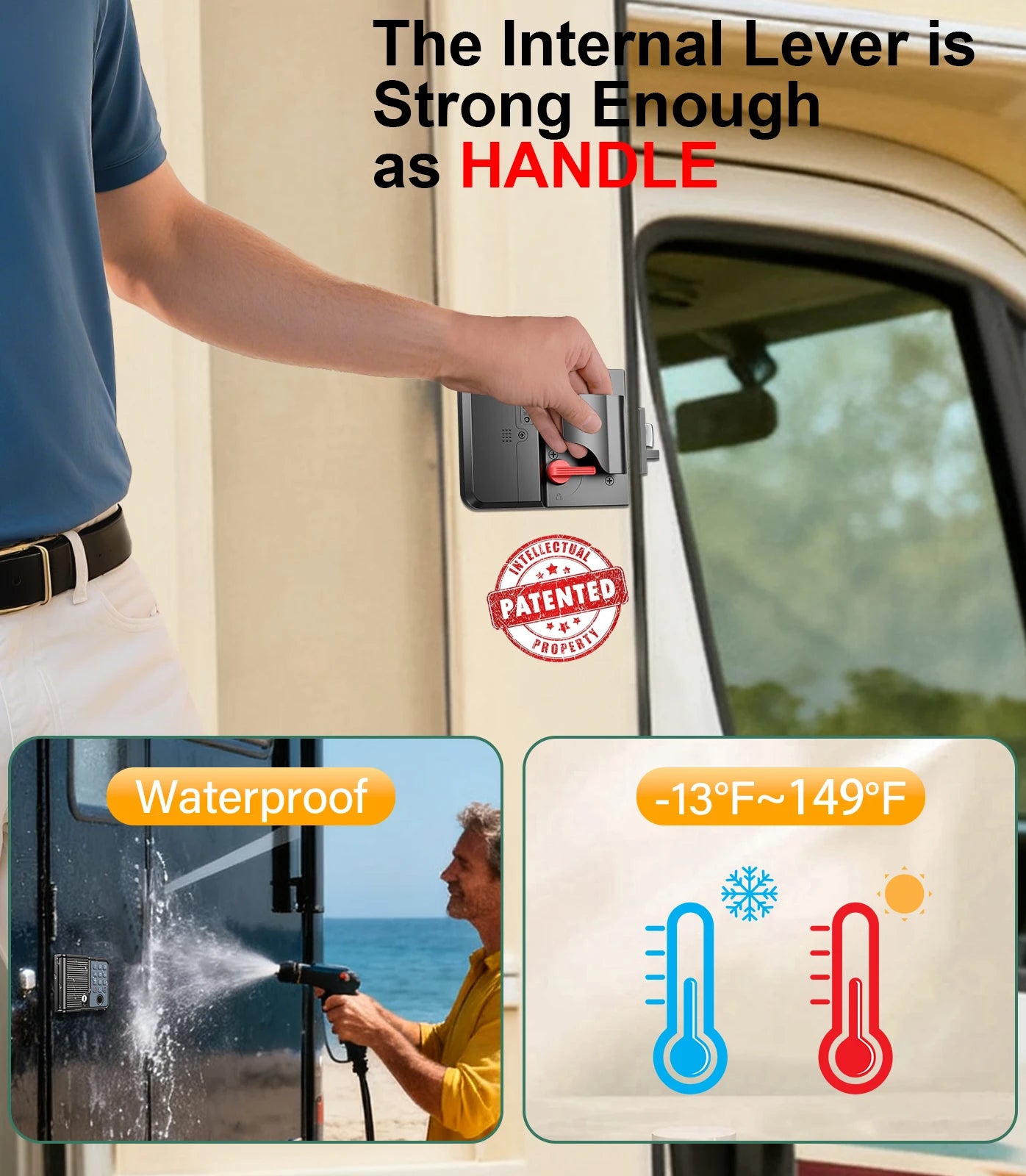 Fingerprint,Remote Keypad, Full Metal Camper Trailer Replacement