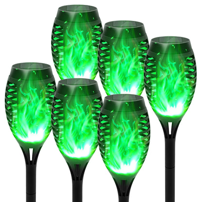 Green Solar Flame Light Outdoor with Flickering Flame Waterproof