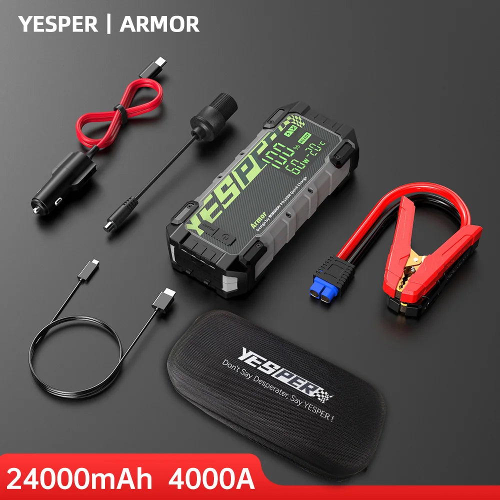 Heavy Duty Jump Starter for Diesel Truck SUV –Power Bank,  Gas Diesel, 3 Mode Light