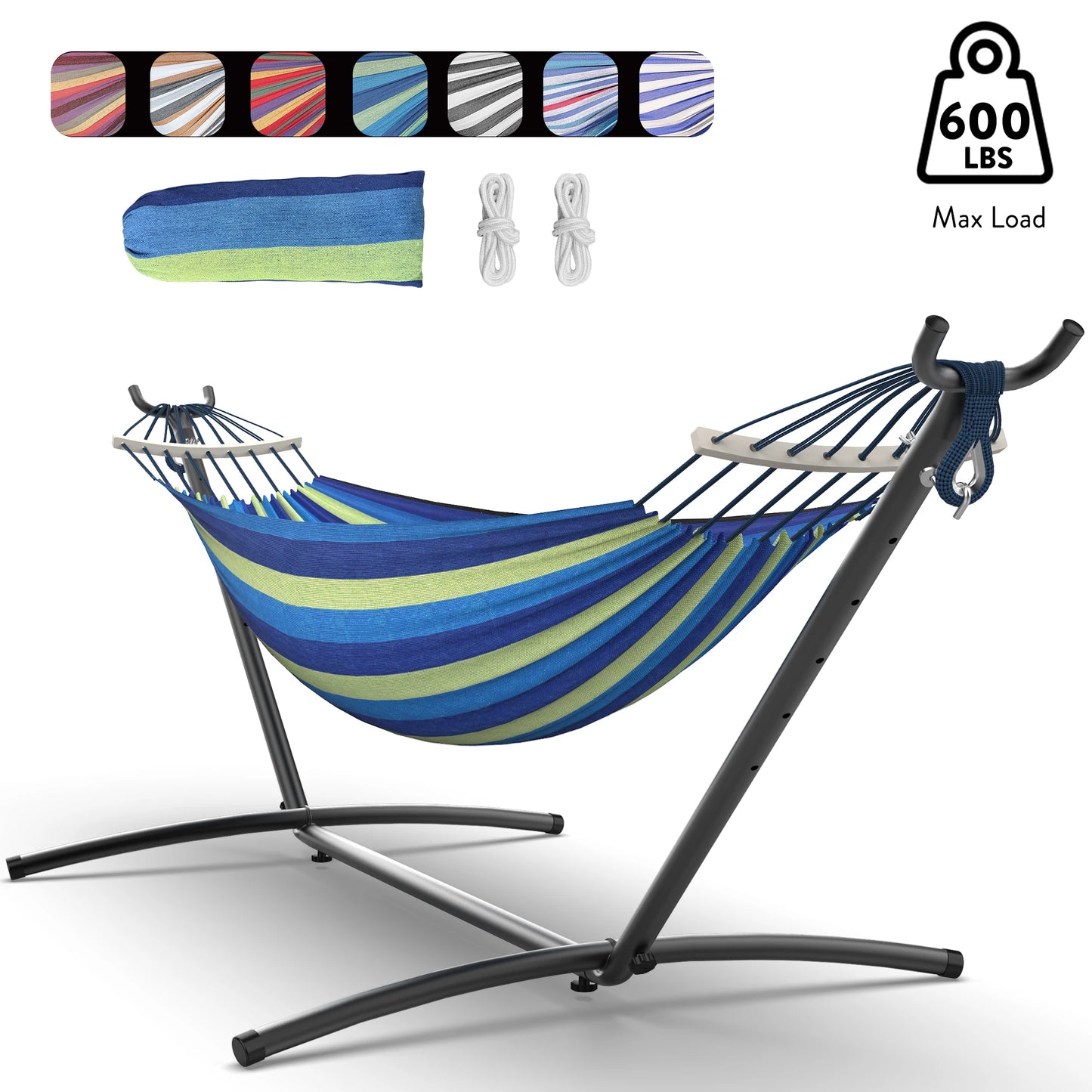 Hammock with Adjustable Stand Hammock with Storage Bag, 600lb Capacity