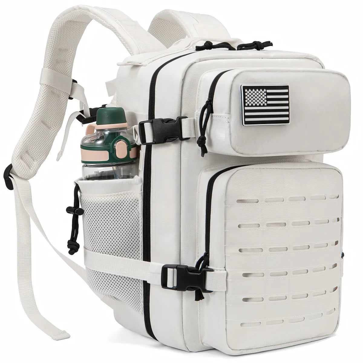 Durable Versatile Tactical Fishing  Webbing Dual Side Bottle Pockets Outdoor Hiking Bag