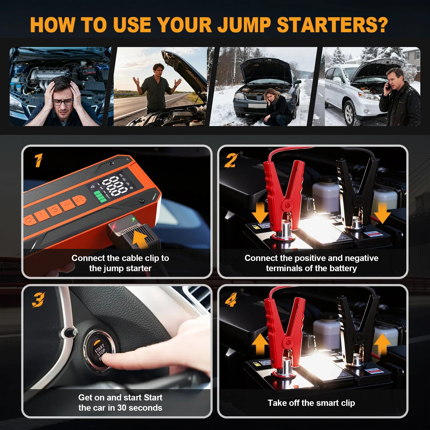 3000A Jump Starter & 150PSI Cordless Air Pump Combo- Portable Power with LED Light