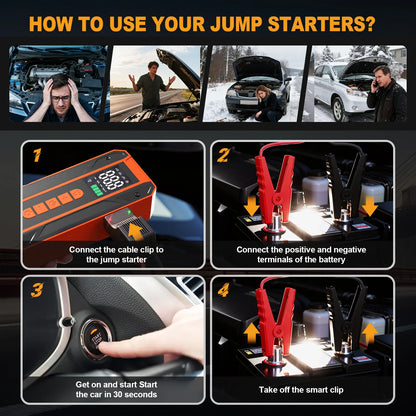 3000A Jump Starter & 150PSI Cordless Air Pump Combo- Portable Power with LED Light