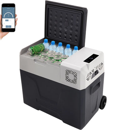 Car Refrigerator, 12V Car Fridge, -4℉-50℉ Adjustable Range,12/24V DC and 100-240V AC Compressor Cooler for Outdoor