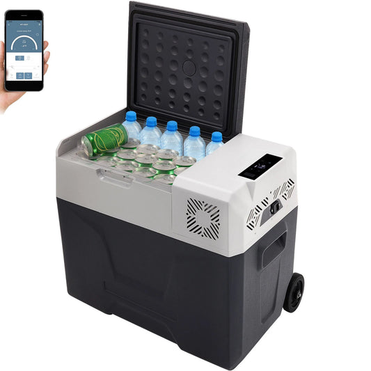 Car Refrigerator, 12V Car Fridge, -4℉-50℉ Adjustable Range,12/24V DC and 100-240V AC Compressor Cooler for Outdoor