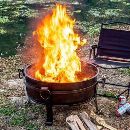 36 Inch Fire Pit with Grill & Lid, Fireplace & Round Table & BBQ 3 in 1
