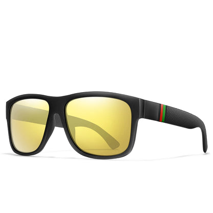 Classic Men Square Polarized Fishing Sunglasses  Vintage Large Frame