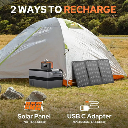 120W Portable Power Station 97.6Wh Power Bank with AC Outlet/USB C/LED Light for