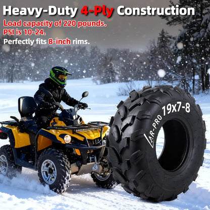 19x7-8 ATV UTV Tires, 4PR Tubeless Tires for Mini Bikes and Go Karts
