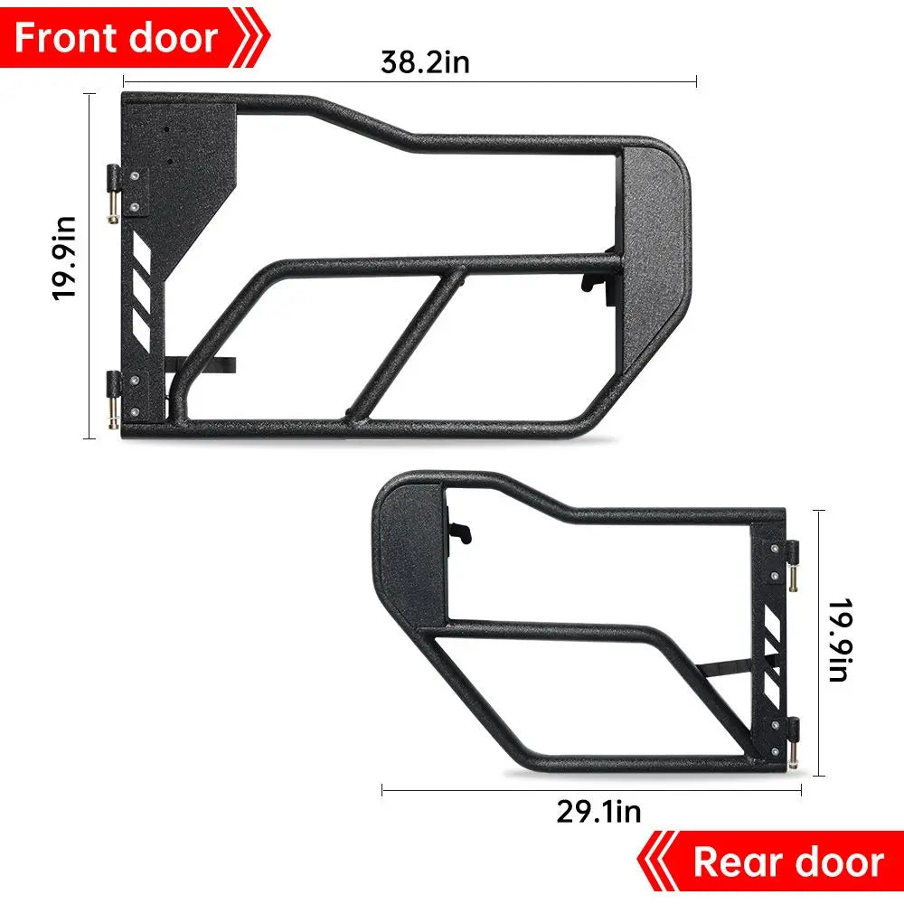 2018-2024 Jeep Wrangler JL JLU Gladiator JT 4-Doors (Includes 4XE) Tube Doors with Side View Mirror 4-Piece Set for Other Models