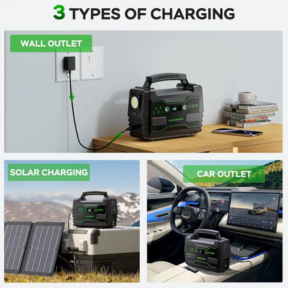 155Wh Solar Generator with 30W Panel, 2 AC Outlets, QC3.0 USB - Portable Power Station