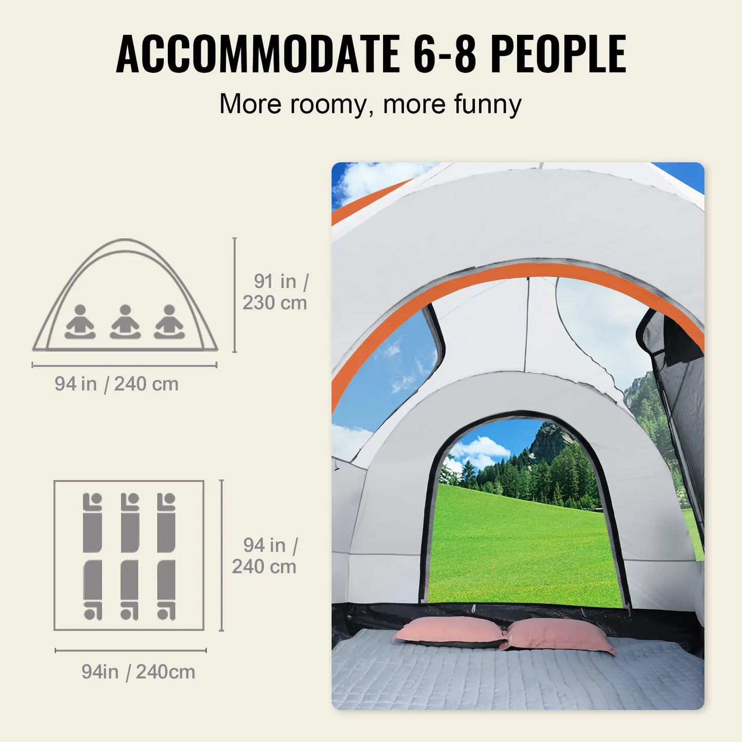 SUV Camping Tent, 8'-8' SUV Tent Attachment for Camping with Rain Layer and Carry Bag,  Double Layer