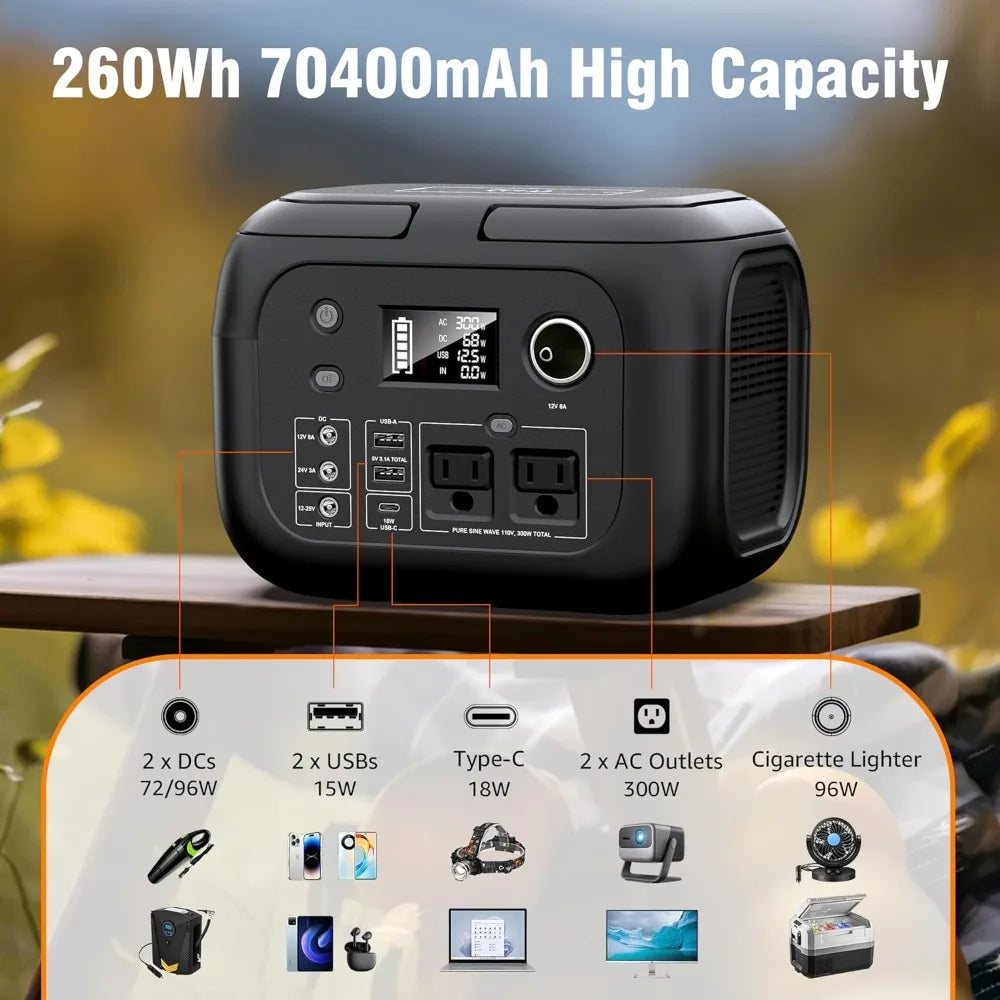 300W Peak Portable Power Station with Panels Solar Generator with AC Outlet