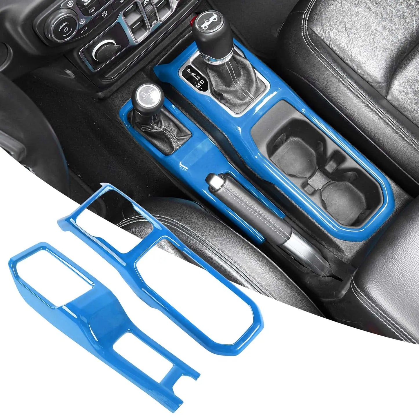 Red Glossy Center Console Trim Kit For Gear Shift And Cup Holder Area Compatible With Jeep JL JLU Gladiator JT 2018–2024