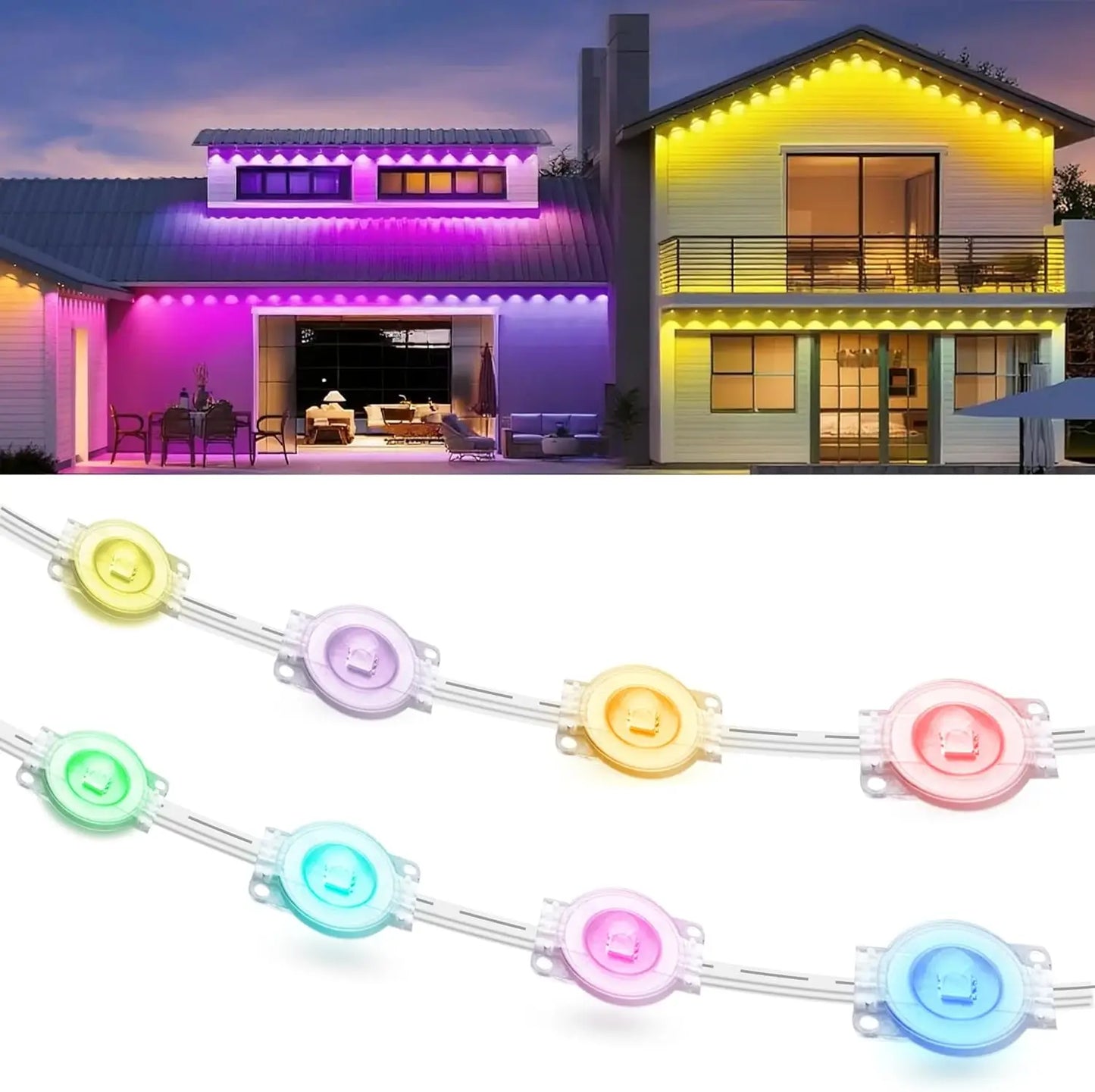 Permanent Outdoor Lights for House, LED with Remote Control