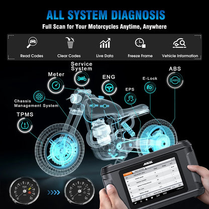 Motorcycle Scanner All System for BMW/DUCATI/HARLEY Support 30+ Functions ECU Reset Motorcycle OBD2 Diagnostic Tool