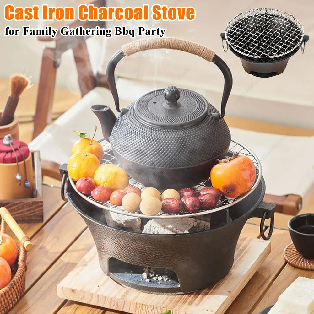 Stainless Steel Round Barbecue Grill Portable Camping Stove Picnic
