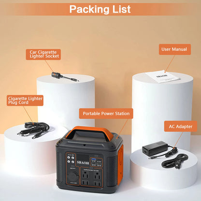 Portable Power Station, 300W 296Wh Solar Generator Quick Charge / 110V AC Outlets/DC Ports and LED Flashlight,