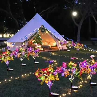 Warm White/colorful Solar Butterfly Flower Lawn Lamp