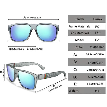 Classic Men Square Polarized Fishing Sunglasses  Vintage Large Frame
