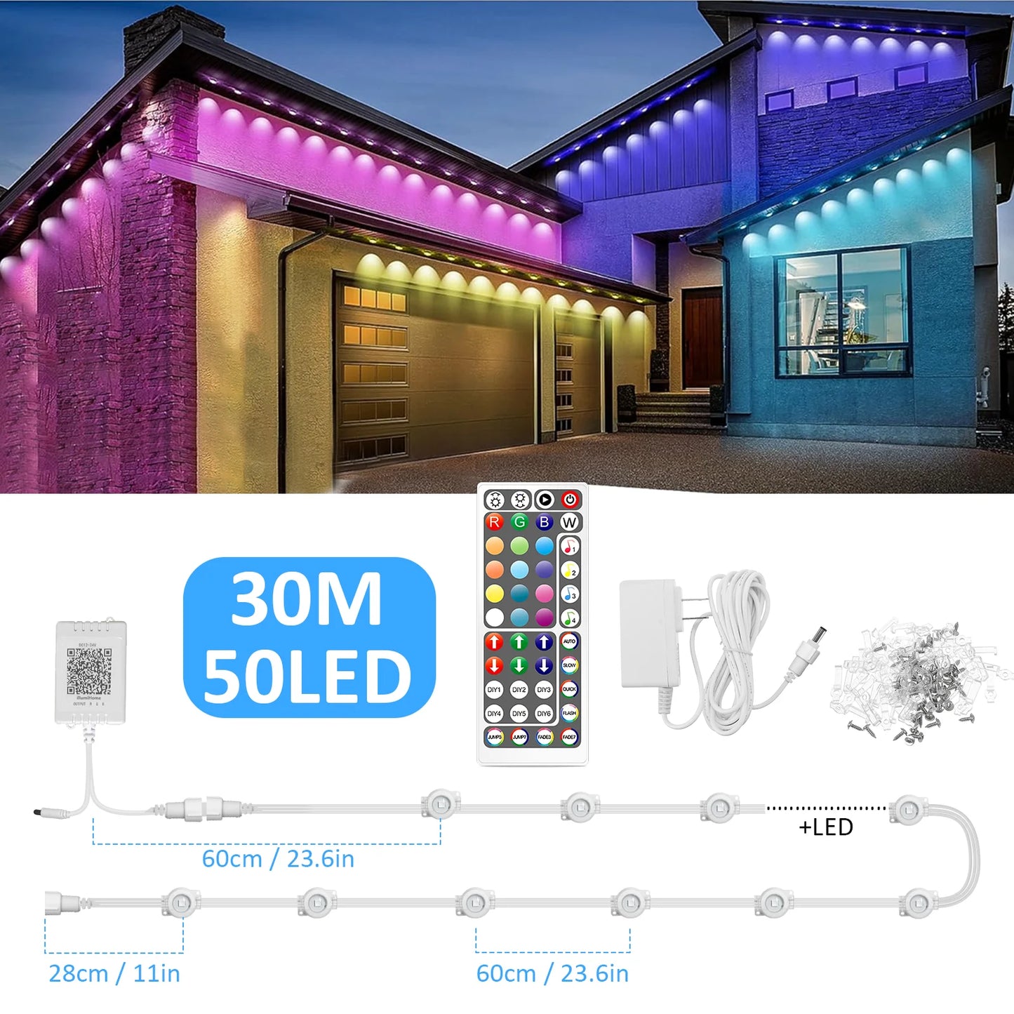 Permanent Outdoor Lights for House, LED with Remote Control